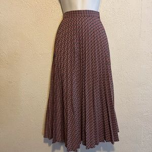 Retro Skirt . Maeve by Anthropologie . Long Pleated Plaid . US 00 UK 2